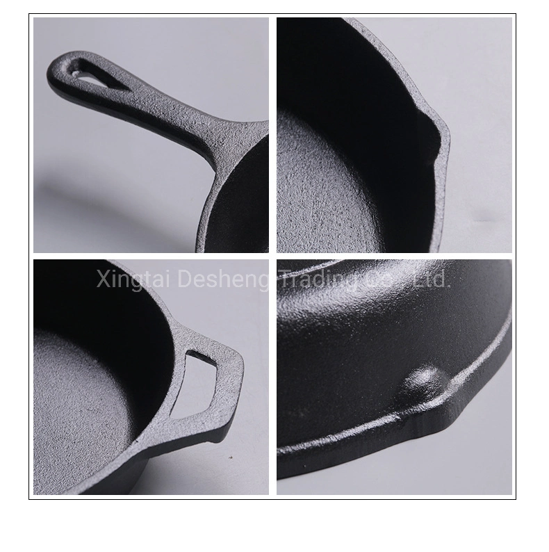 Cast Iron Fry Pan Steak Pan Set Outdoor Cookware Oil Preseasoned Non-Stick Skillet Grilling Baking