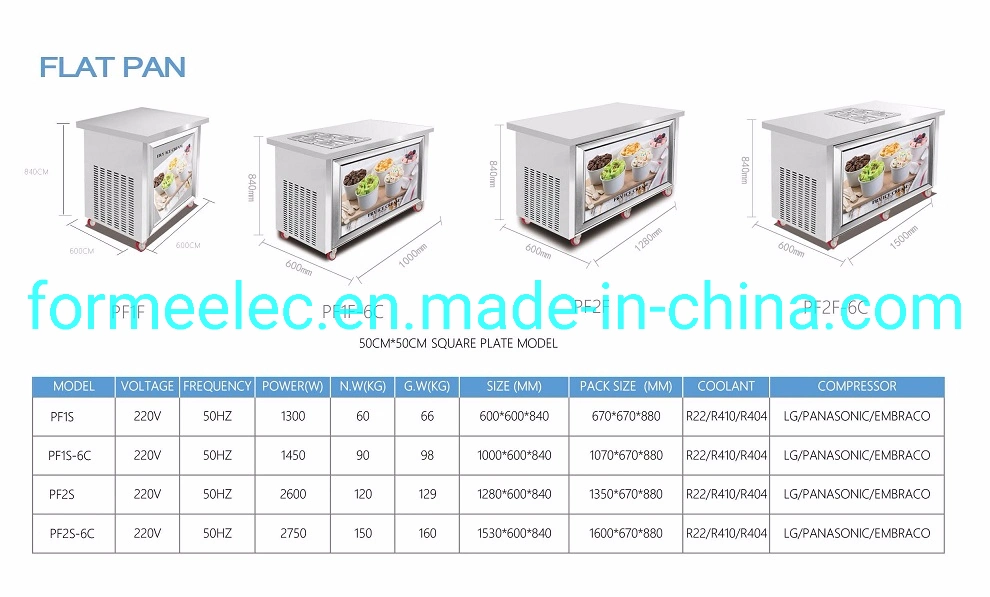 Two 50cm Square Pan Fry Ice Cream Maker Ice Cream Roller Fry Ice Cream Machine
