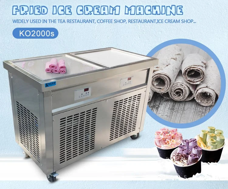 Double Square Pans Fry Ice Cream Roll Machine