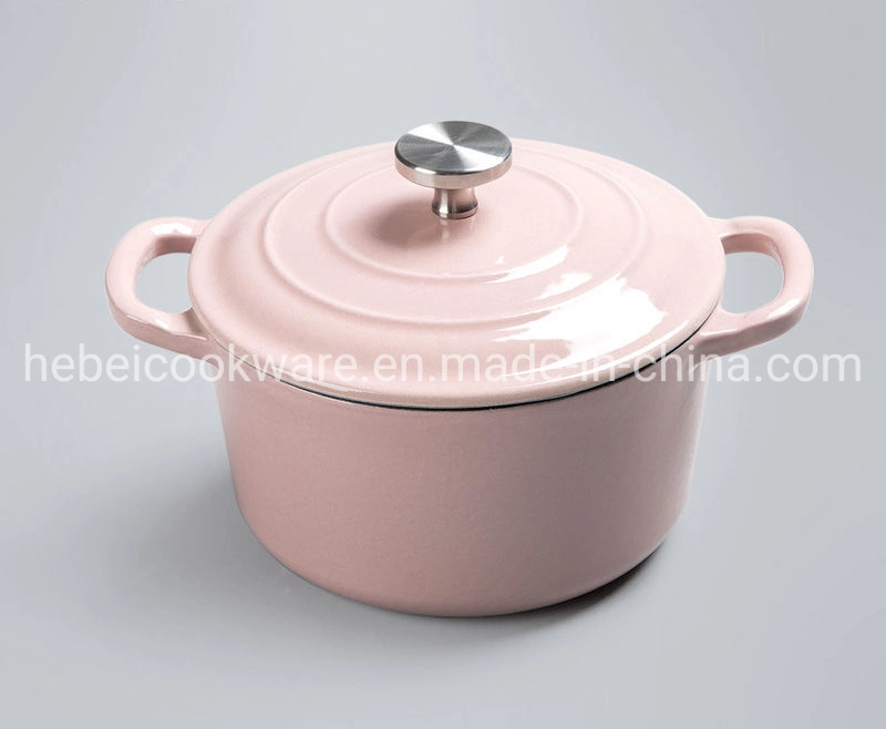 Hot Selling Uncovered Enamel Cast Iron Soup Pot Double Ears