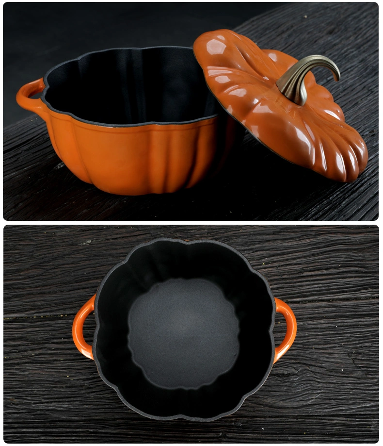 Ds-EPC01 Pumpkin Shape Enameled Round Covered Cast Iron Dutch Oven