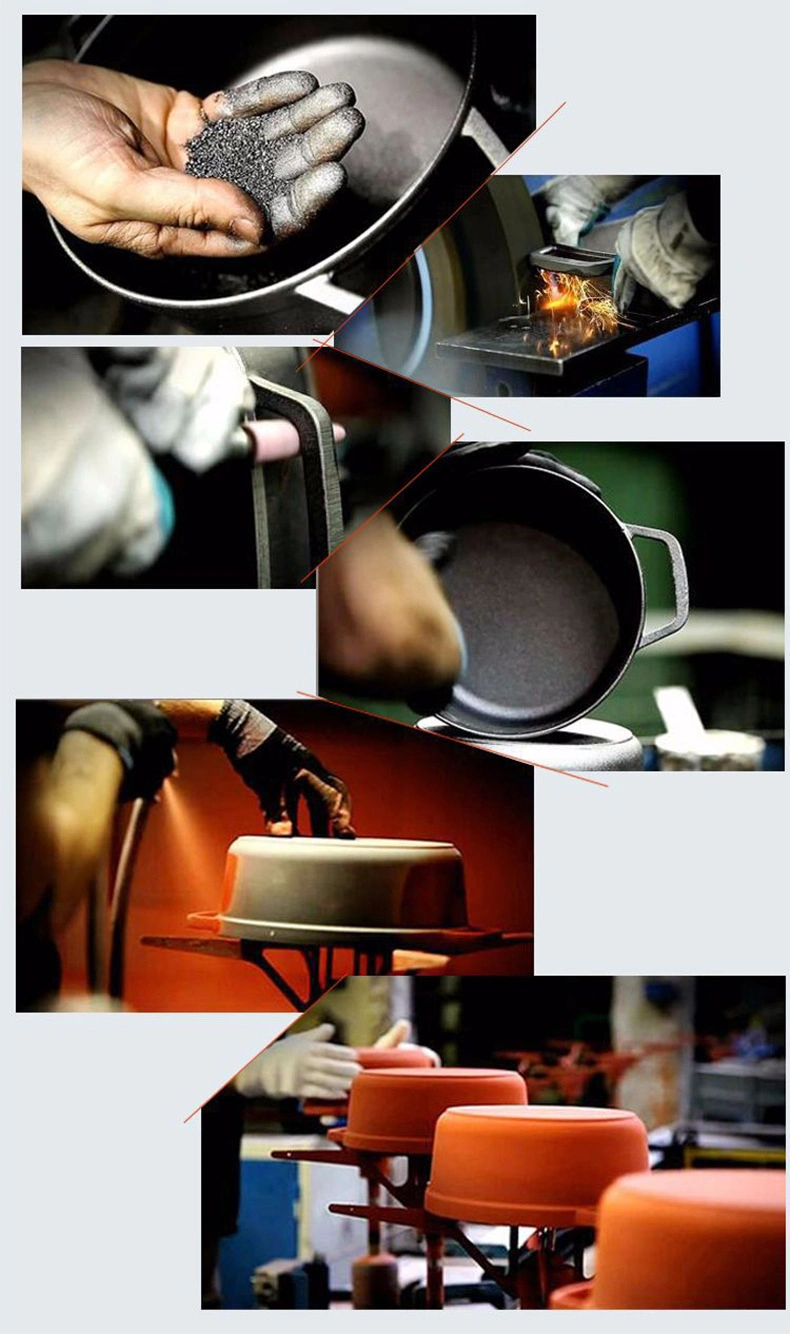 Cast Iron Enamel Porcelain Casserole Stew Cooking Pot with Lid