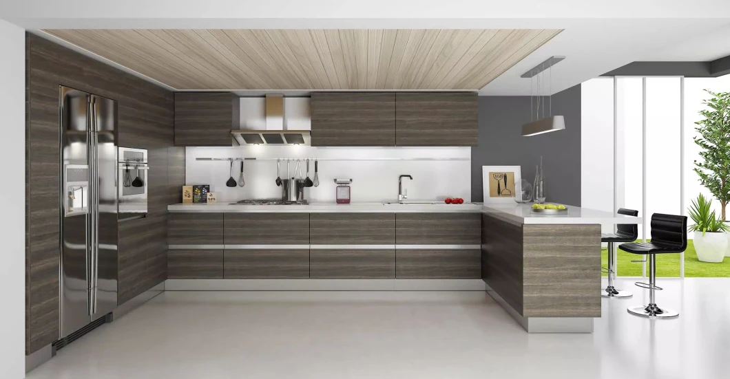 Chinese Factory Kitchen Cabinets Luxury Modular Melamine Modern Wooden Kitchen Furniture