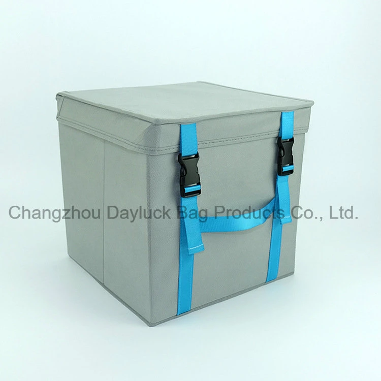 Collapsible Grey Pretty Large Non Woven Cardboard Storage Box with Lid