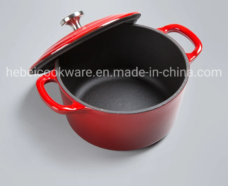 Hot Selling Uncovered Enamel Cast Iron Soup Pot Double Ears