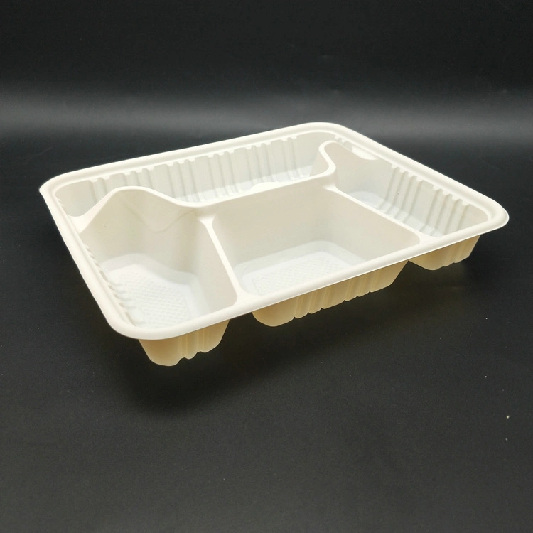 100% Biodegradable Large 1000ml 3rd Part Corn Starch Food Tray Rectangle Plate with Lid