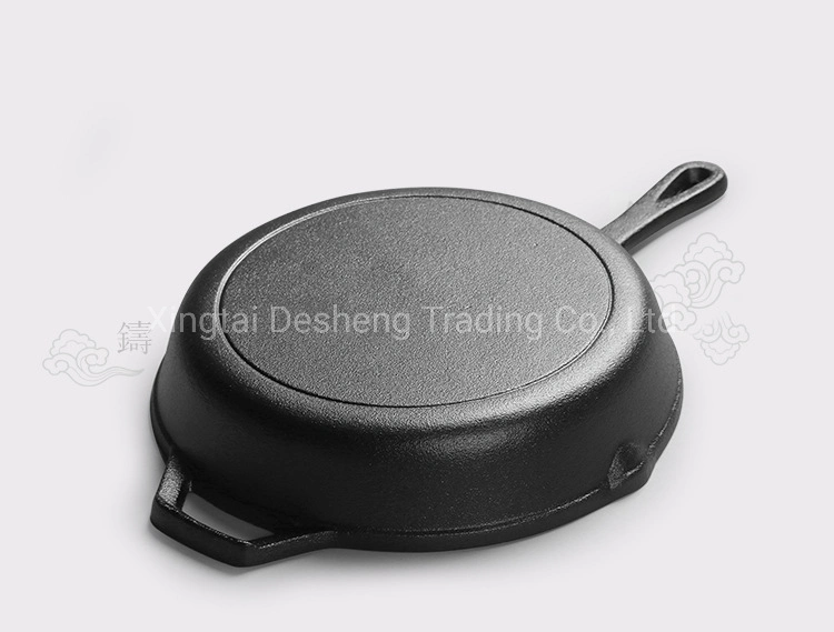 Cast Iron Fry Pan Steak Pan Set Outdoor Cookware Oil Preseasoned Non-Stick Skillet Grilling Baking