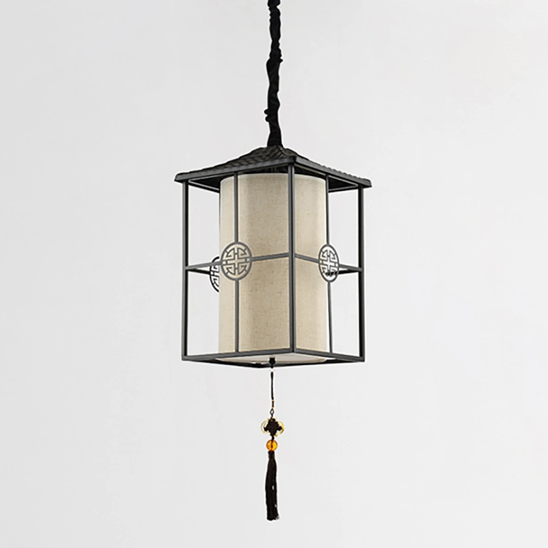 Simple and Creative Chinese Restaurant Wrought Iron Cloth Pendant Lamp