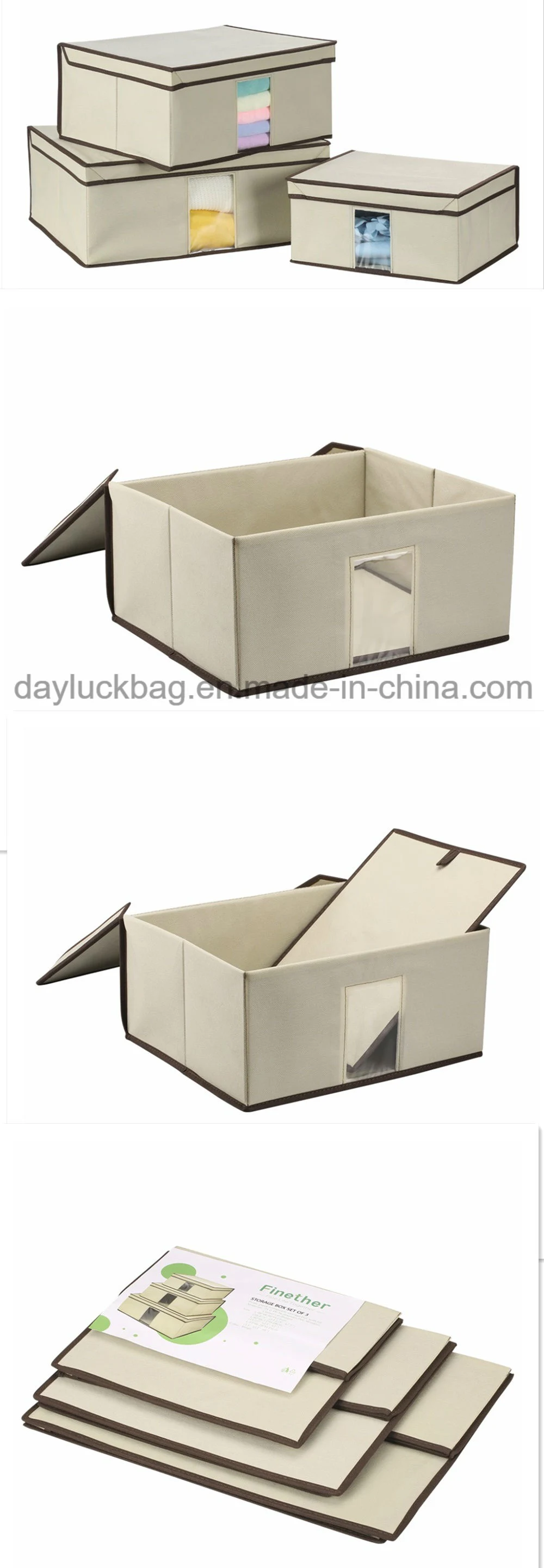 Large Non-Woven Cardboard Fabrics Multipurpose Doll Storage Box with Lid