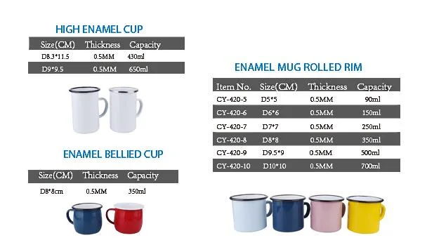 8cm Plain White Cute Kids Belly Cup Safe Metal Milk Juice Water Mug Enamel Tableware