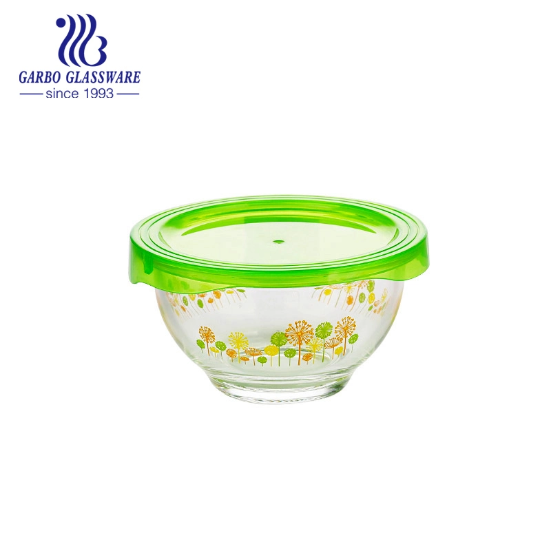 Heat Resistant Oven Use Decal Borosilicate Glass Bowl with Lid