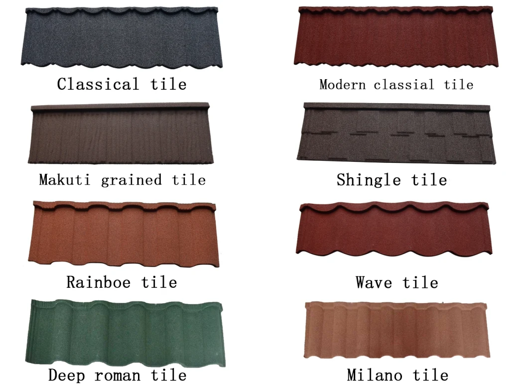 Makuti Grained Tiles Stone Coated Steel Roof Sheets to Lighten Buildings