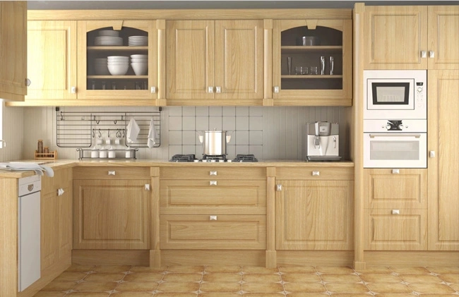 New Customzied High Glossy Two Tune Glass Kitchen Cabinet for Sale