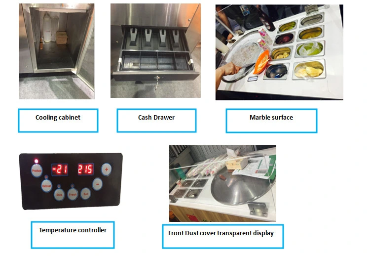 Double Pan Fry Ice Cream Roll Pan Machine Malaysia with Flat Table