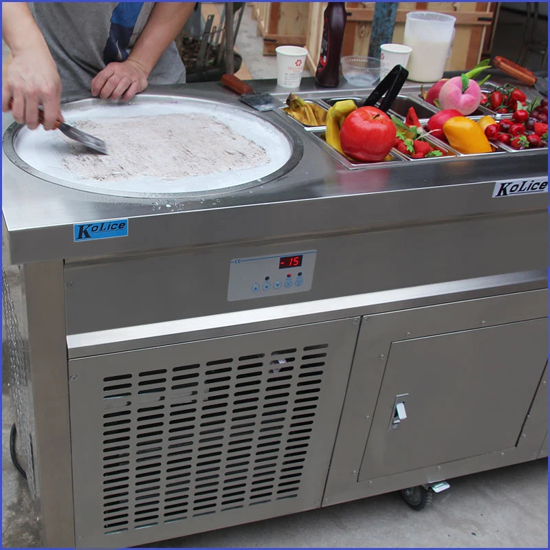 Double Pans Fry Ice Cream Machine Uswh with 10 Tanks