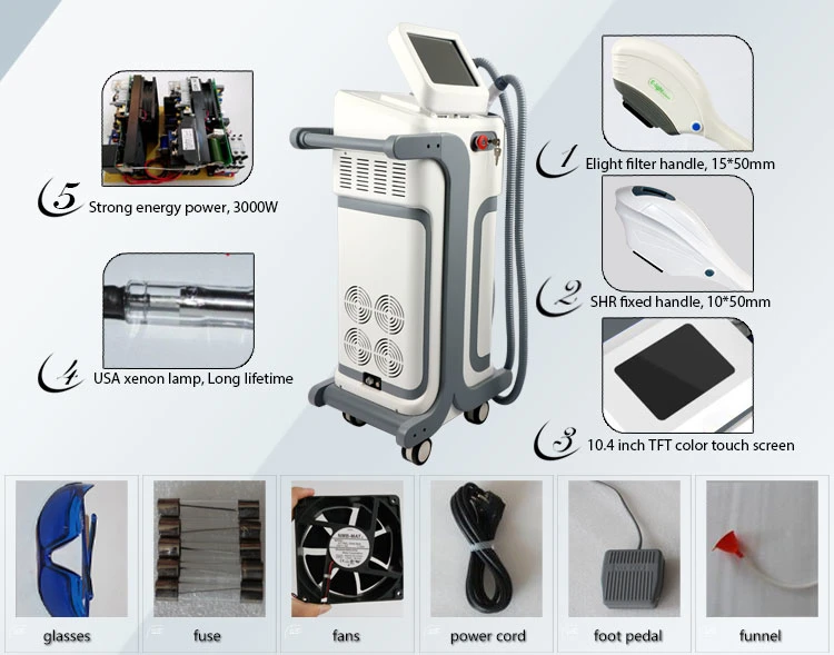 Shr IPL E-Light Laser Hair Removal Machine with Two Handles
