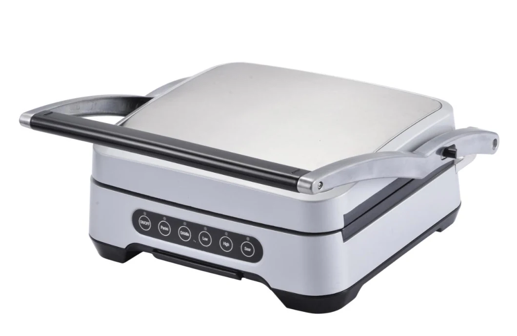 Electric Countertop Panini Press Grill with Double Nonstick Flat Cast Iron Cooking Plates