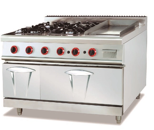 Professional Standing 4-Burner Gas Range&Griddle Gas Stove for Cooking Food and BBQ