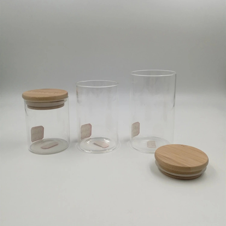 Wholesale Glass Containers Glass Food Storage Jar with Wooden Lid