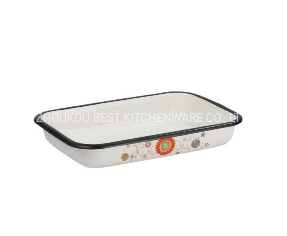 Wholesale Restaurant Food Serving Enamel Tray Enamel Baking Pan