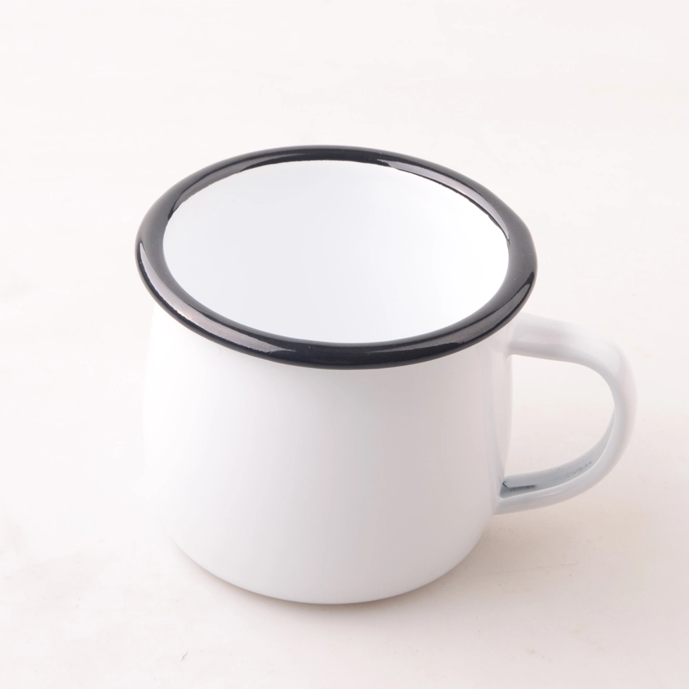 8cm Plain White Cute Kids Belly Cup Safe Metal Milk Juice Water Mug Enamel Tableware