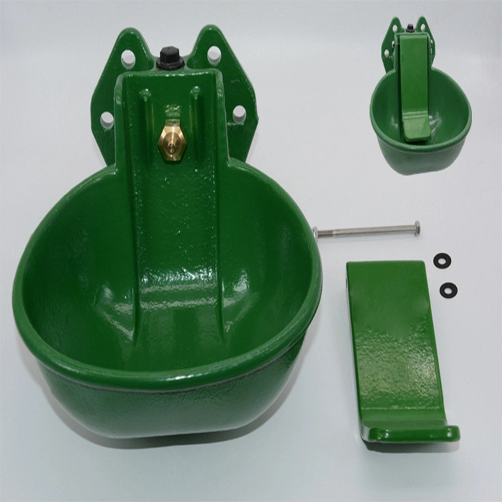 Green Powder Coated Cast Iron Drinking Bowl, 2L, Cast Iron Tongue with Brass Valve