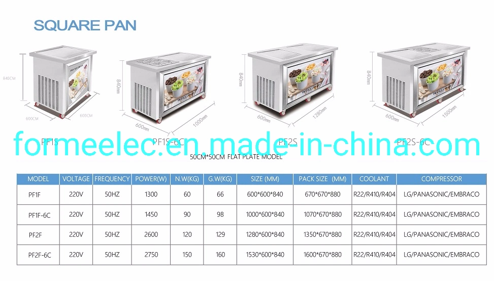 Two 50cm Square Pan Fry Ice Cream Maker Ice Cream Roller Fry Ice Cream Machine