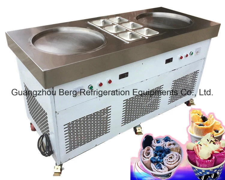 Thailand Fry Ice Cream Machine with Double Pan & Trays