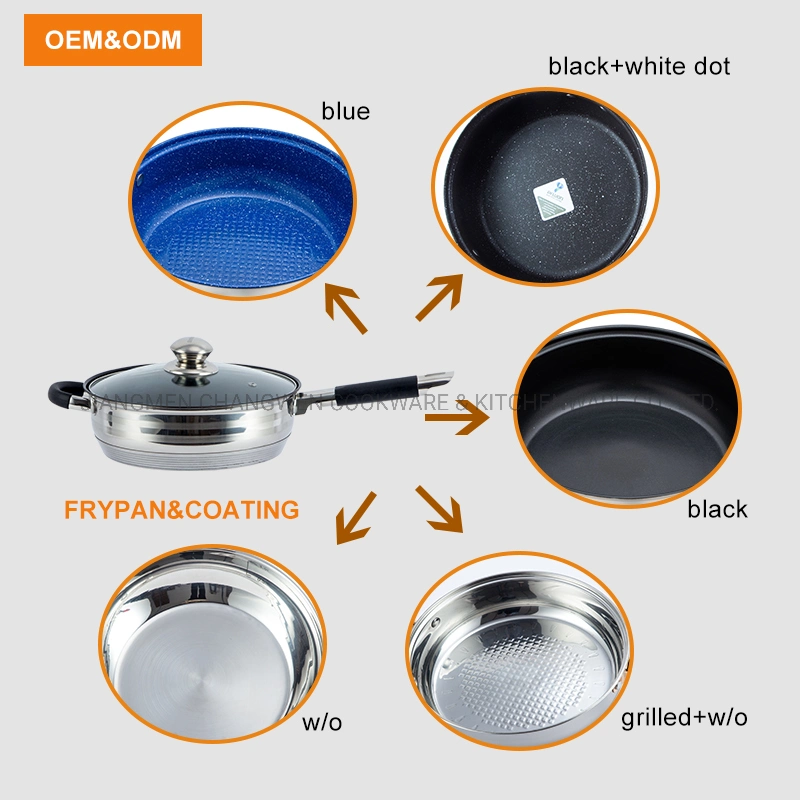 12PCS Belly Shape Stainless Steel Set of Pots with Non-Stick Frypan