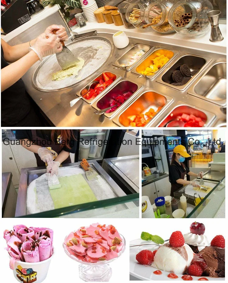 New Designed Thailand Fry Ice Cream Machine with Double Square Pan Six Pans