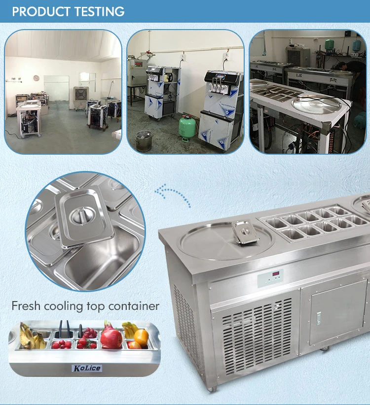 Double Pans Fry Ice Pan Machine with 10 Tanks