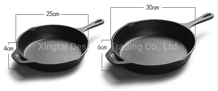 Cast Iron Fry Pan Steak Pan Set Outdoor Cookware Oil Preseasoned Non-Stick Skillet Grilling Baking