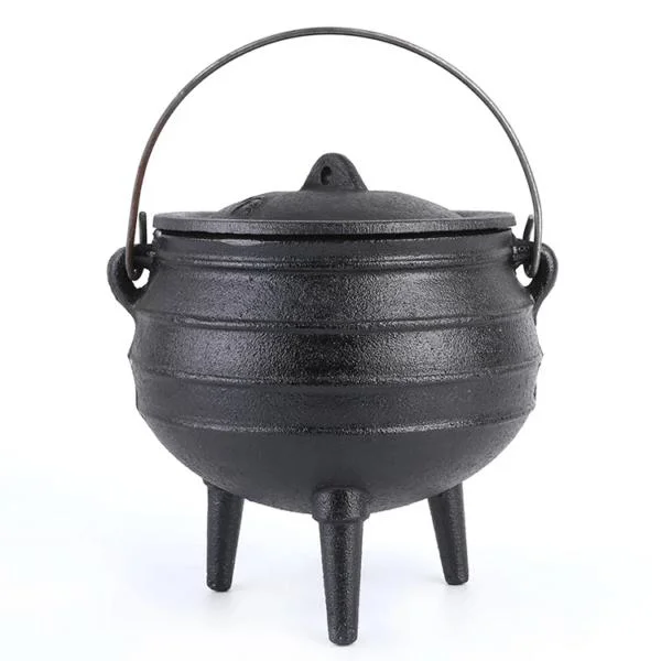 Sap-01 Three Legged Cast Iron Pot Camping Stew Metal Cauldron