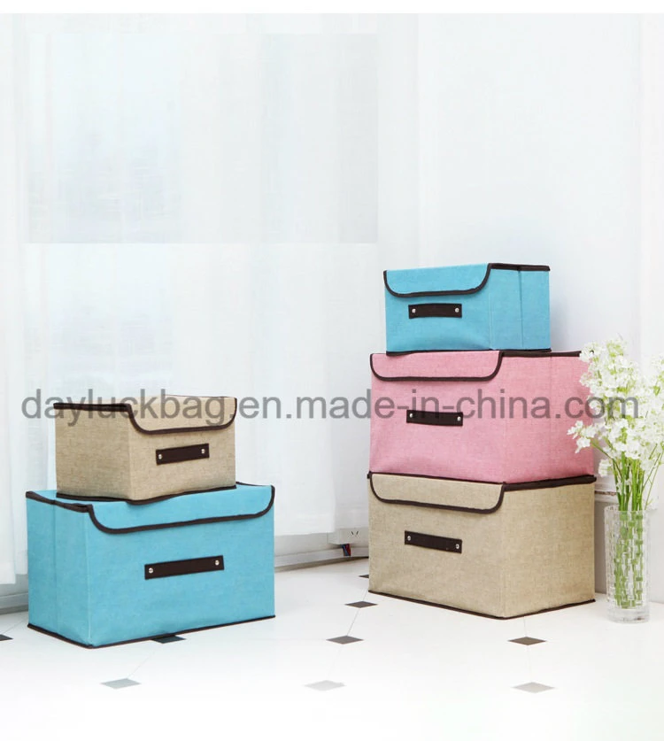 Custom Foldable Closet Cube Large Non Woven Storage Box with Lid and Cover