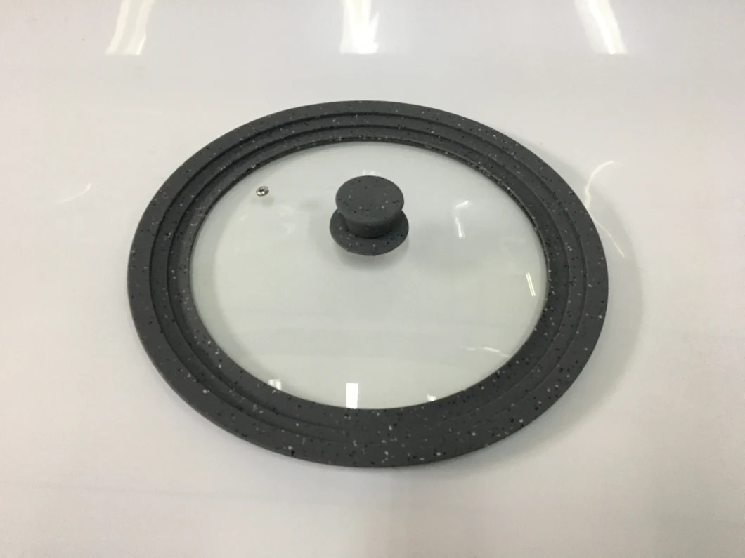 Dome Shape Marble Grey 4.0mm Tempered Glass Lid with Bakelite Knob for Oven Use