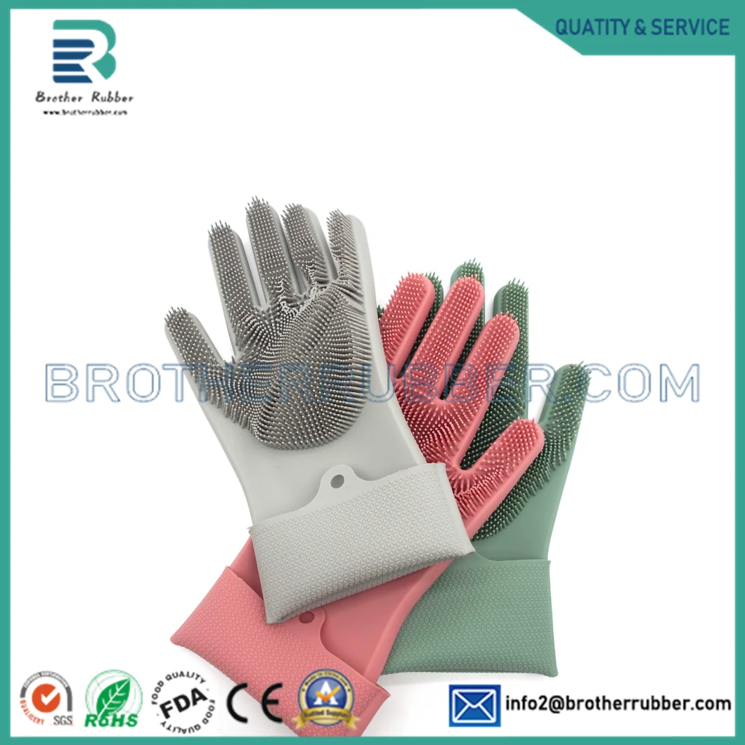 Non Slip Kitchen Glove Rubber Silicone Dishwashing Gloves, Dishwashing Silicone Glove Set for Kitchen