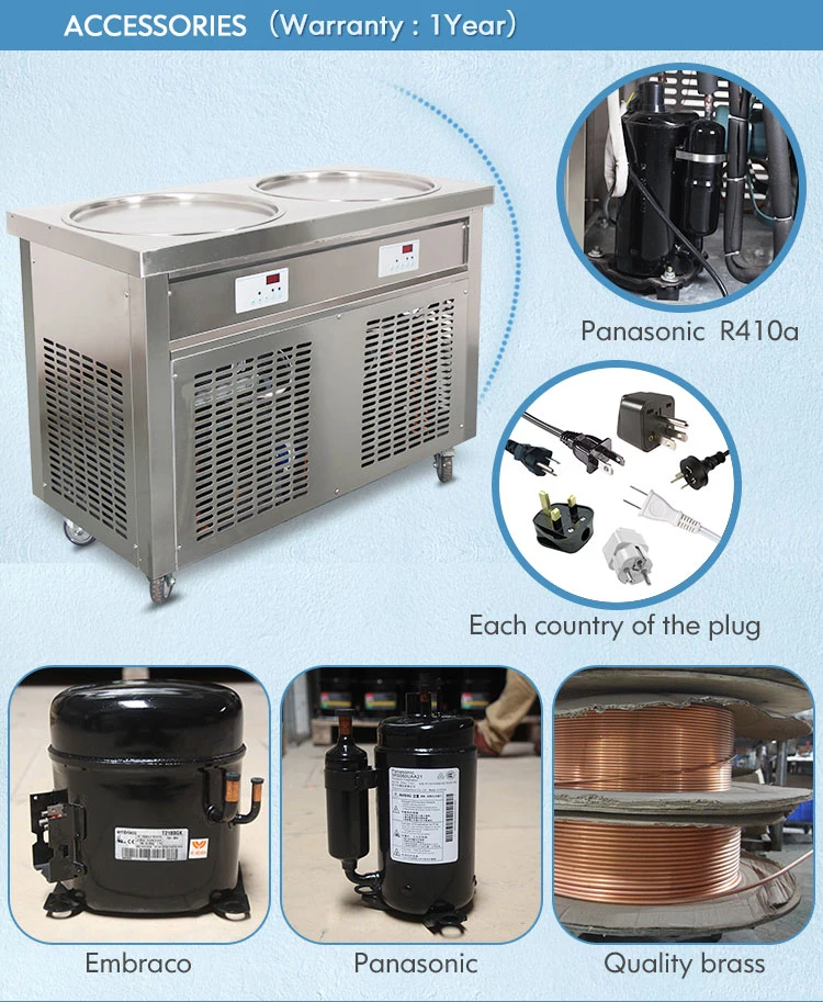 ETL USA Double Pan Fry Ice Pan Machine