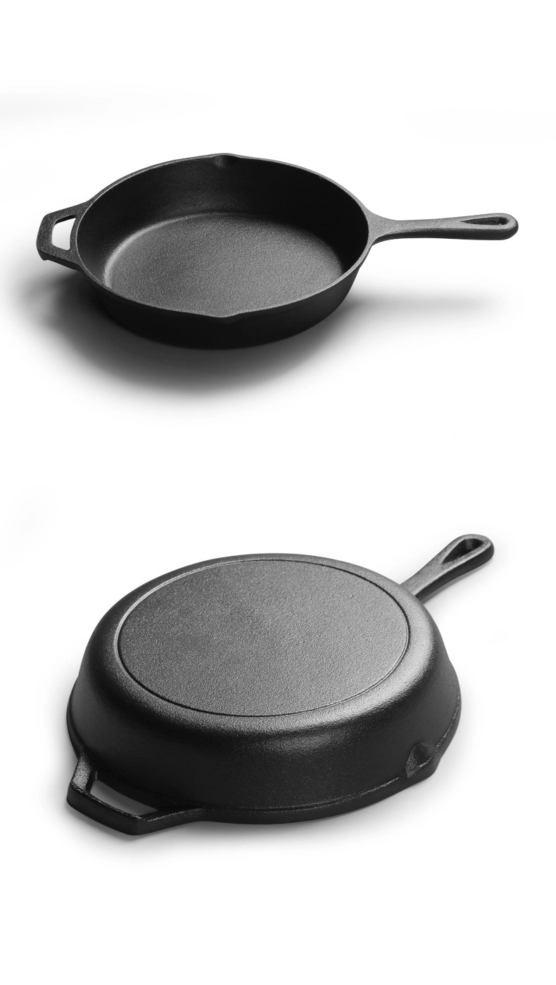 Cast Iron Fry Pan Steak Pan Set Outdoor Cookware Oil Preseasoned Non-Stick Skillet Grilling Baking