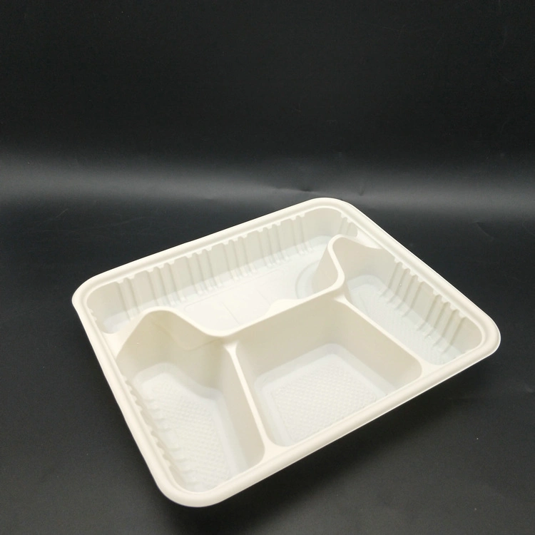 100% Biodegradable Large 1000ml 3rd Part Corn Starch Food Tray Rectangle Plate with Lid