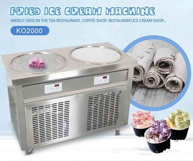 Ce Double Round Pans Instant Fry Ice Cream Roll Machine
