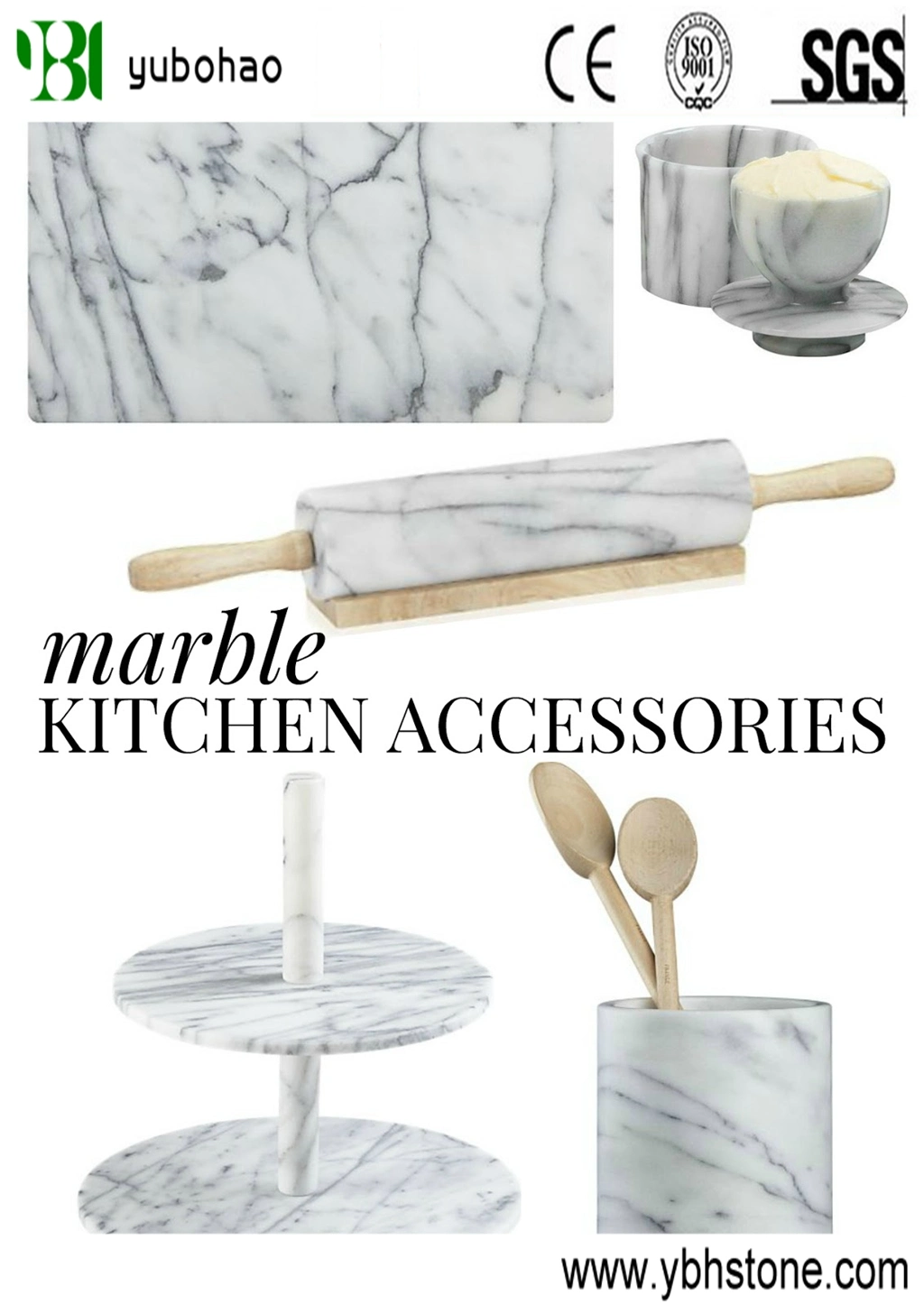 Elegant White Marble Kitchen Set for Holder/Bianco Carrara White Marble Cup for Kitchen