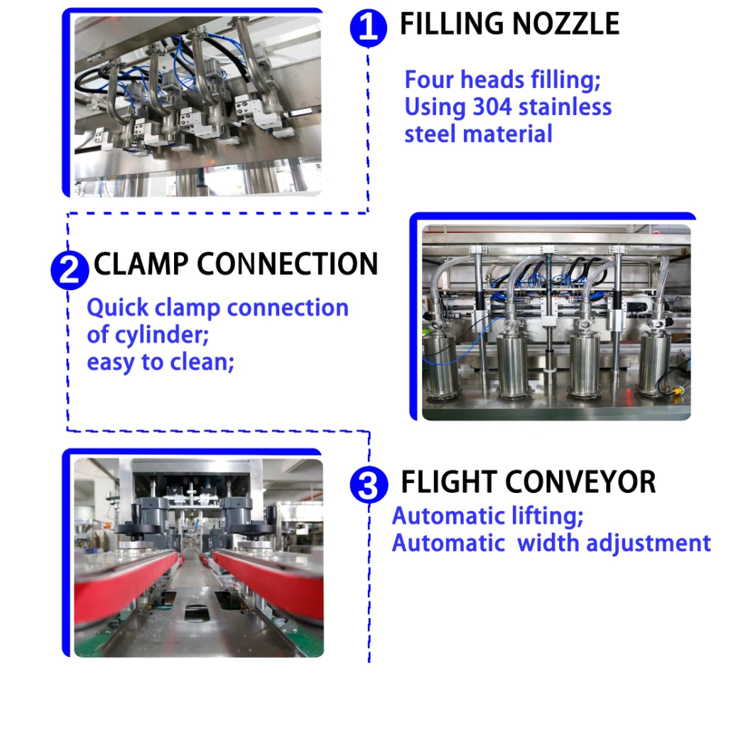 Three-in-One High Quality and High Precision Four-Head Volumetric Filling Machine