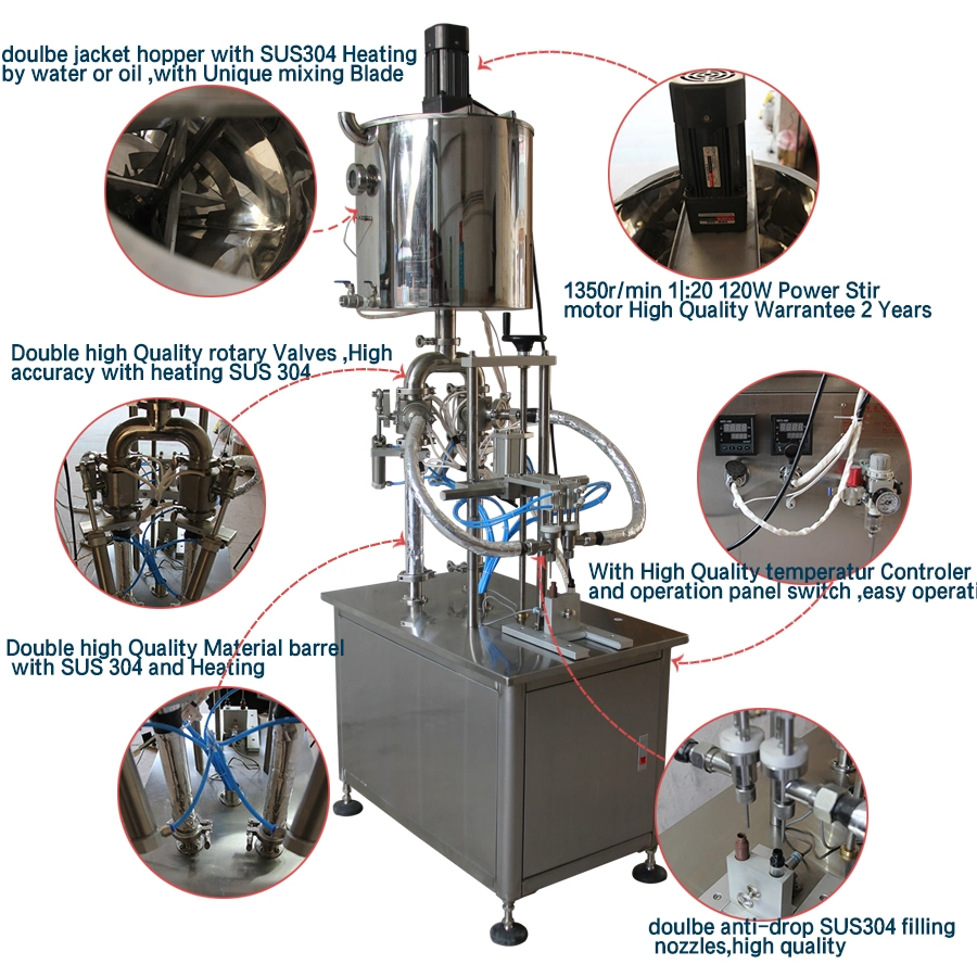 Gza-2 Semi-Auto Paste Filling Machine with Hopper Heating and Mixing