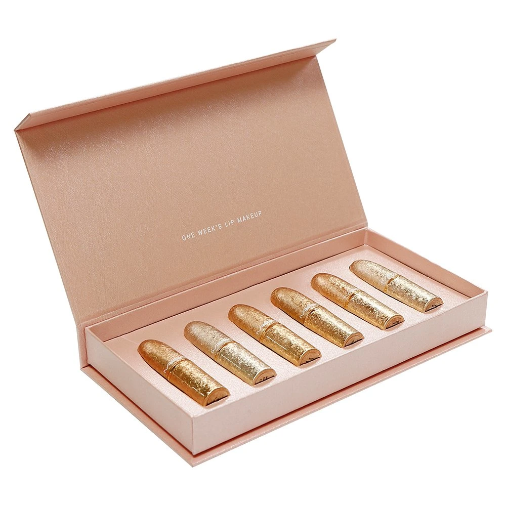 Custom Lip Balm Rose Gold Paper Cosmetic Packing Box for Makeup Packaging with Magnetic Closure