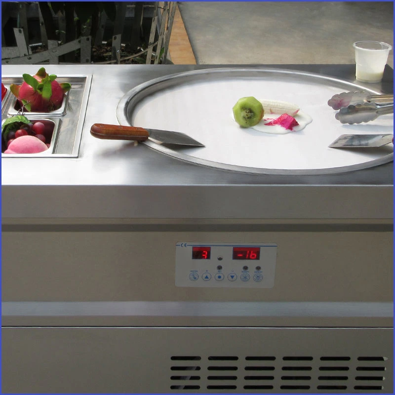 Single Pan Roll Ice Cream Machine with 6 Cooling Buckets
