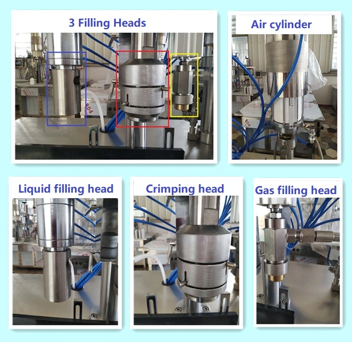 Aerosol Liquid Filling Crimping Gas Filling Machine