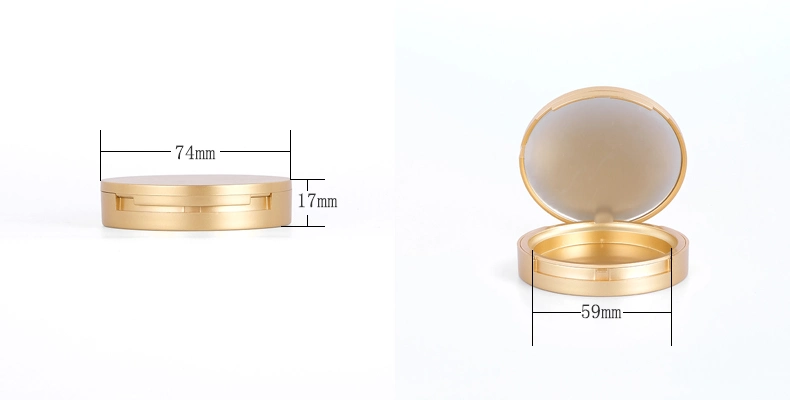 Manufacturer Gold Luxury Round 59mm Elegant Compact Powder Case for Pressed Powder Cosmetic Packaging
