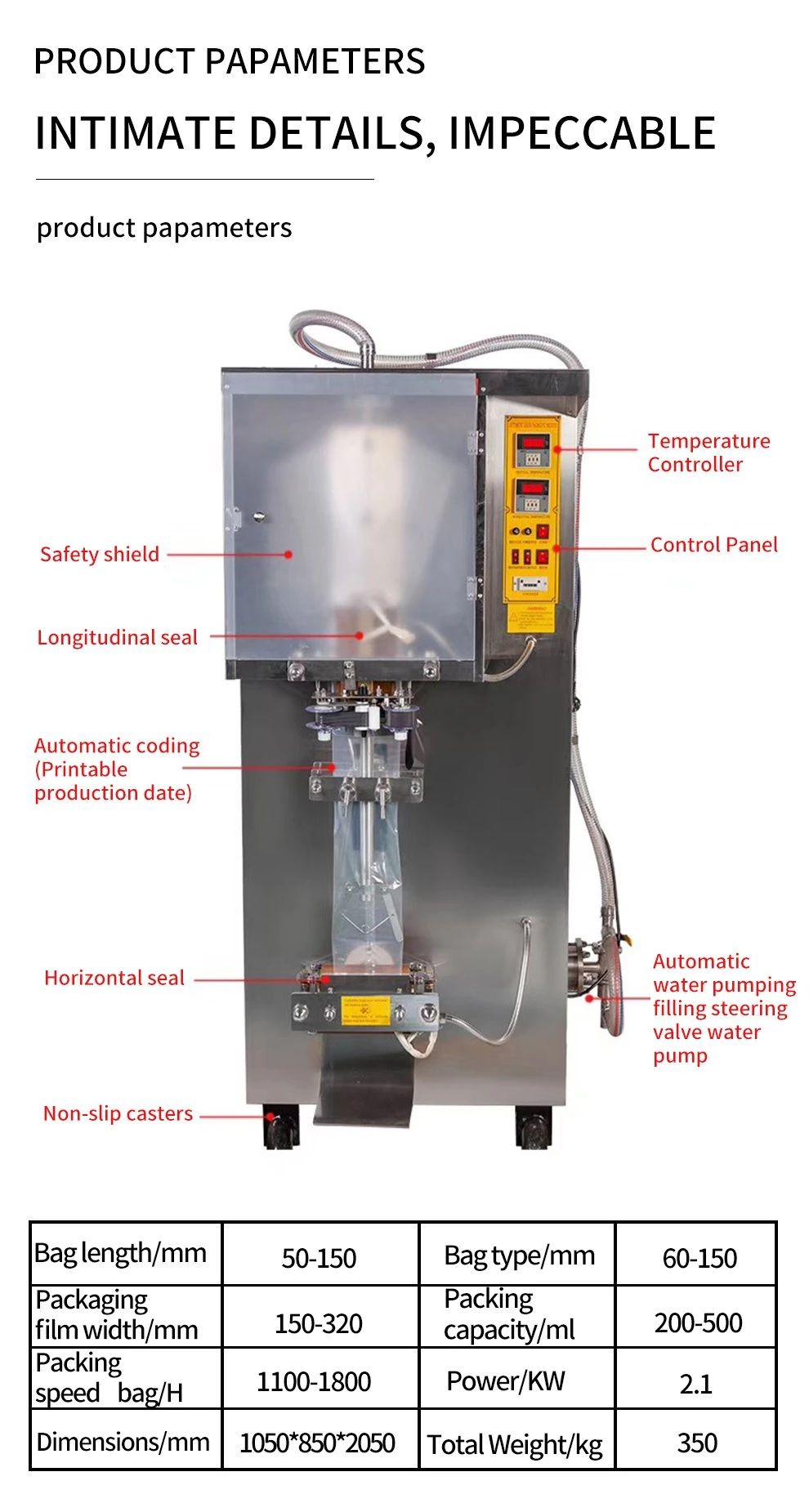 Automatic Filling Machine Stainless Steel Bag Liquid Filling Machine Water Filling