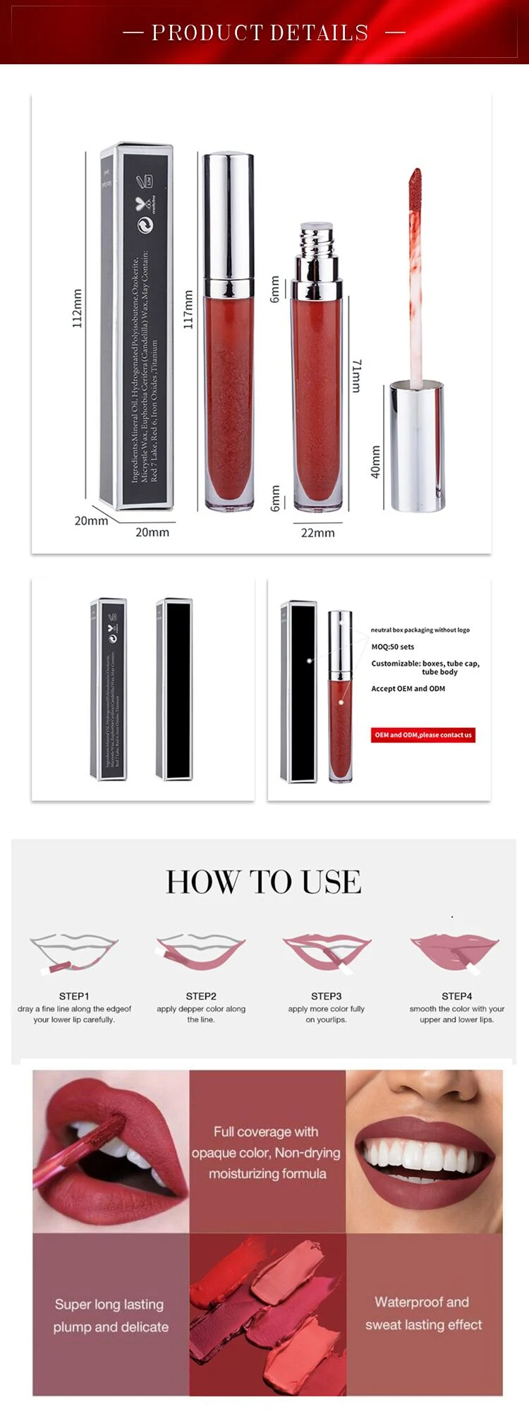Cruelty Free High Quality Waterproof Cosmetics Sexy Mini Lipgloss Packaging Box for Lip Balm