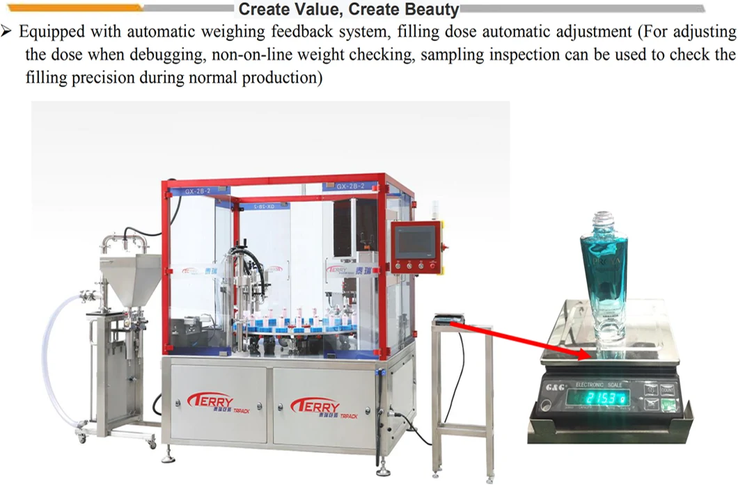 Automatic Cream Lotion Liquid Cosmetic Machine Filling Packaging Production Line